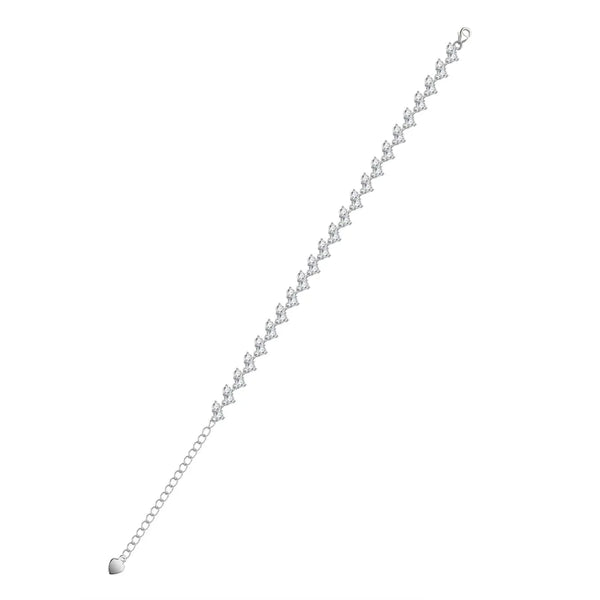Fashionable Wish S925 Silver Bracelet Geometric Pattern Moissanite Embedded Non-Fading High-End Style Unisex Hand Accessory