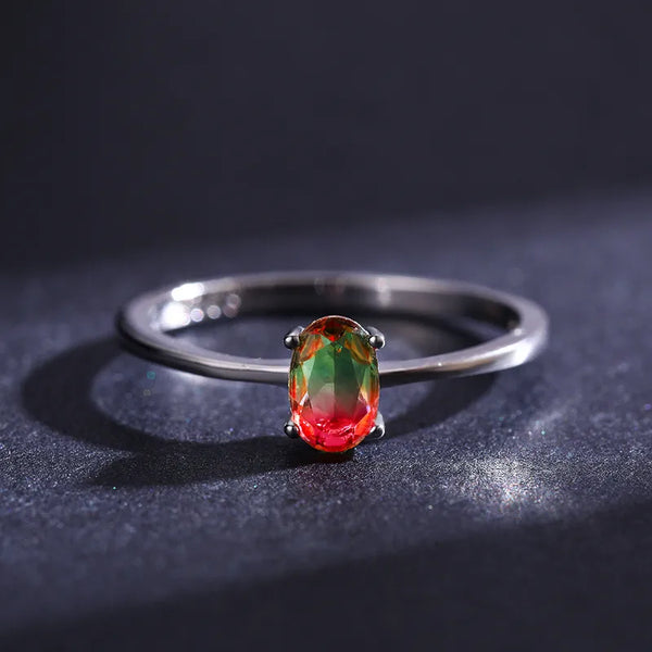 925 Sterling Silver Gem Oval Rings