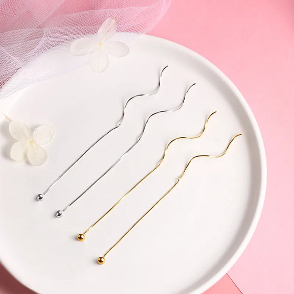 1 Pair 925 Sterling Silver Geometric Ear line