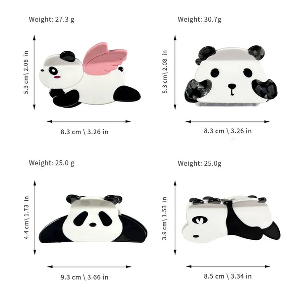 Sweet Panda Shark Clip Acetate Hair Clip Cute Cartoon Design Stylish Hair Accessories For Women All Seasons Versatile Use