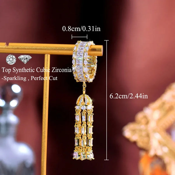 Water Plated Palladium Gold Tassel Copper Vintage Style Wedding Novelty Design Women's Gold Party Jewelry Gift Ring