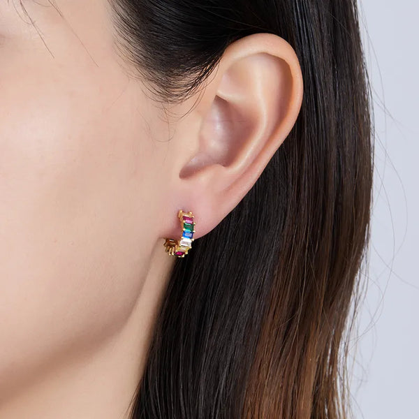 1 Pair 925 Sterling Silver Zircon C Shape Ear Studs