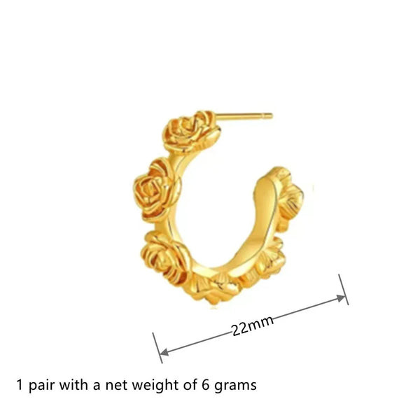 Elegant Simple Style Rose 304 Stainless Steel Ear Studs 1 Pair