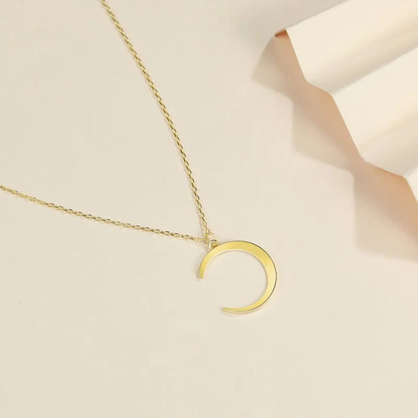 925 Sterling Silver cable chain Plating Moon Pendant Necklace