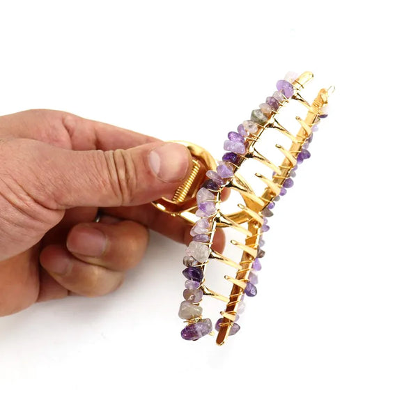 simple style geometric alloy crystal hair claws