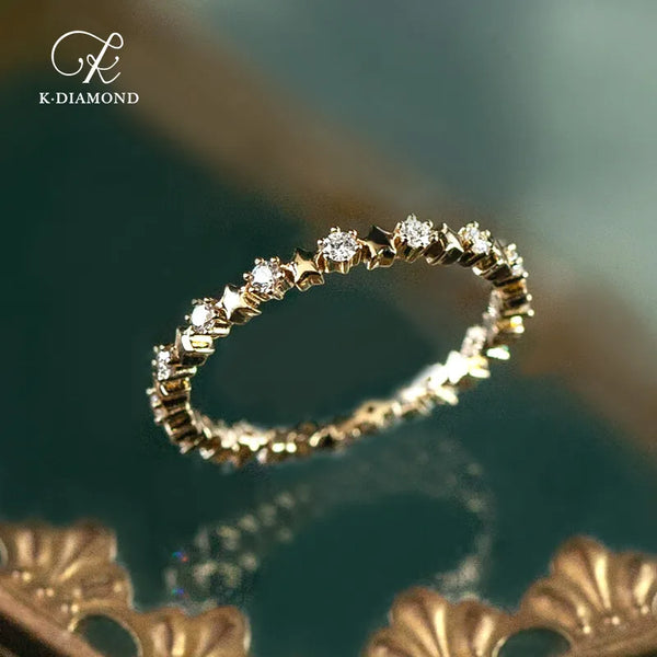 S925 Sterling Silver Ring Plated In 14K Gold For Women With Embedded Zirconia Diamonds Ultra-Thin Minimalist Luxury New Style