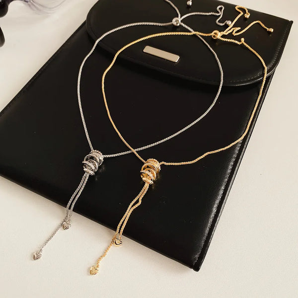 Simple Zircon Round Pendant Necklace Collarbone Chain Women's Jewelry