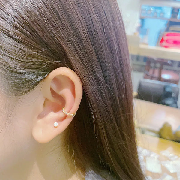 Double-Sided Zircon 925 Sterling Silver Clip-On Earrings Piercing-Free Earring Studs Luxury Geometry Wave Pattern For Women