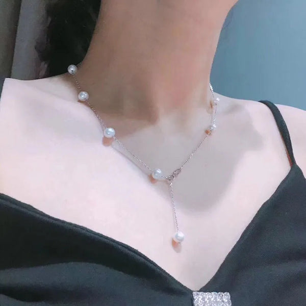Freshwater Pearl Sterling Silver Solid Color Necklace
