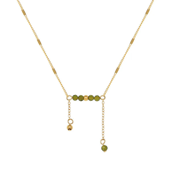Wholesale Jewelry Elegant Geometric 304 Stainless Steel Glass Stone 18K Gold Plated Plating Necklace