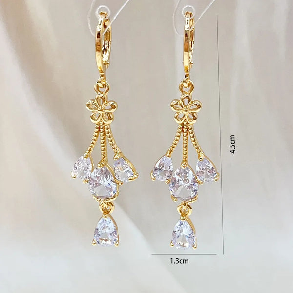 1 Pair Vacation Classic Style Water Droplets Inlay Copper Drop Earrings