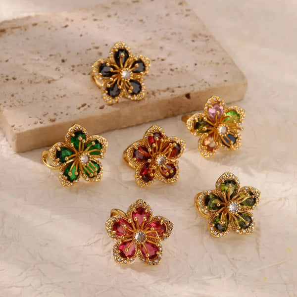 Wholesale Jewelry Vintage Style Vacation Flower Copper Plating Rings