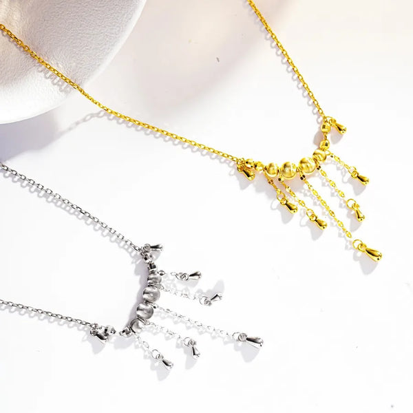 Geometric Necklace for Women in 925 Sterling Silver with 22K Real Gold Electroplated Claw Setting and Cable Chain