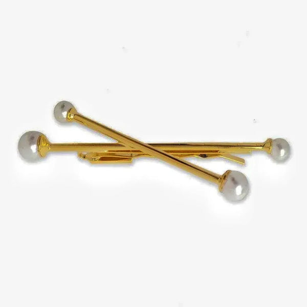 women's simple style pearl copper criss cross plating hair clip