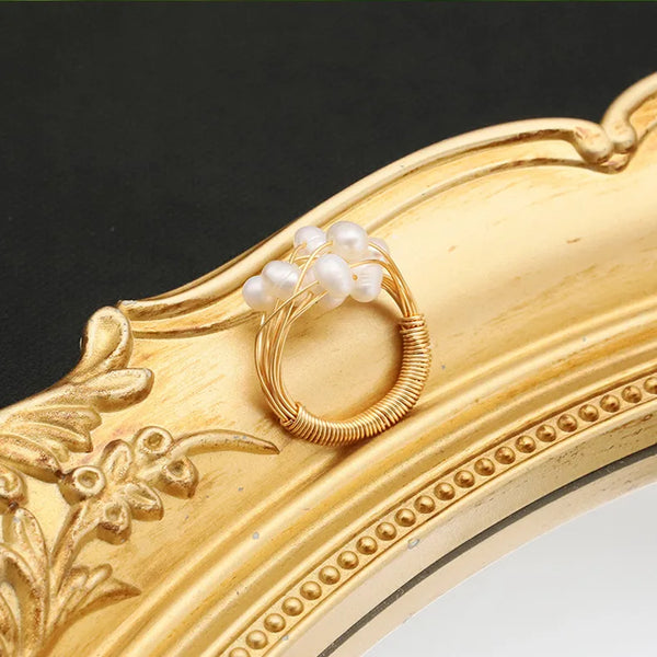 925 Sterling Silver Freshwater Pearl Geometric Solid Color Rings