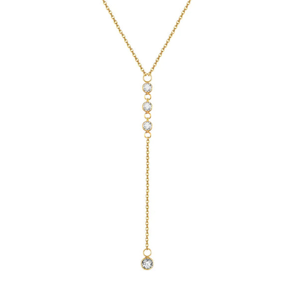 Wholesale Jewelry Elegant Streetwear Tassel chain 201 Stainless Steel Zircon Inlay Pendant Necklace