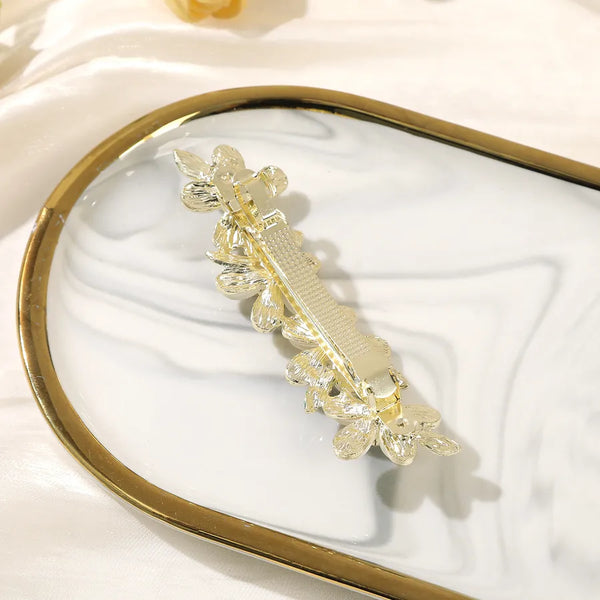Authentic New Spring Floral Cat Eye Hair Clip Elegant One Word Headwear Alloy Material Country Style For Women Girls