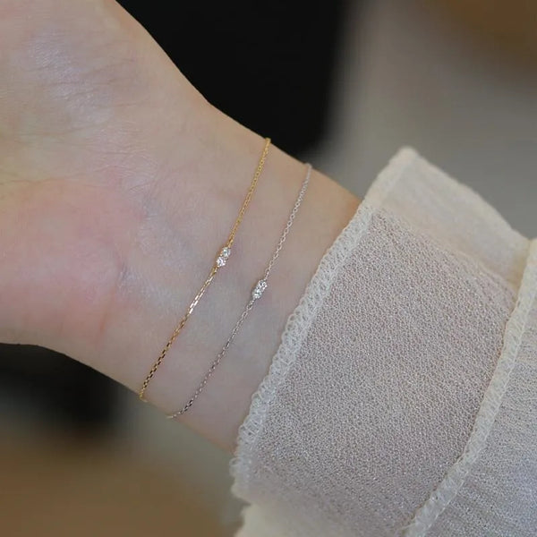 S925 Sterling Silver 18K Gold Plated Zircon Bracelet Exquisite Ins Style Mini Thin Hand Jewelry Layered New Light Luxury Simple Women