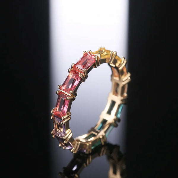 exquisite fashion iridescent zircon ladies copper fine rings wholesale