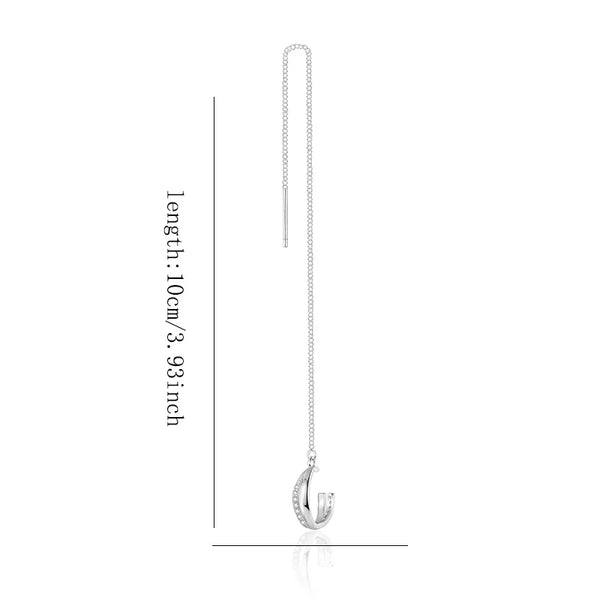 S925 Sterling Silver Tassel Earrings Simple Style Women's Fashion Summer Ear Cuffs Studs Double Wear Methods Student Jewelry