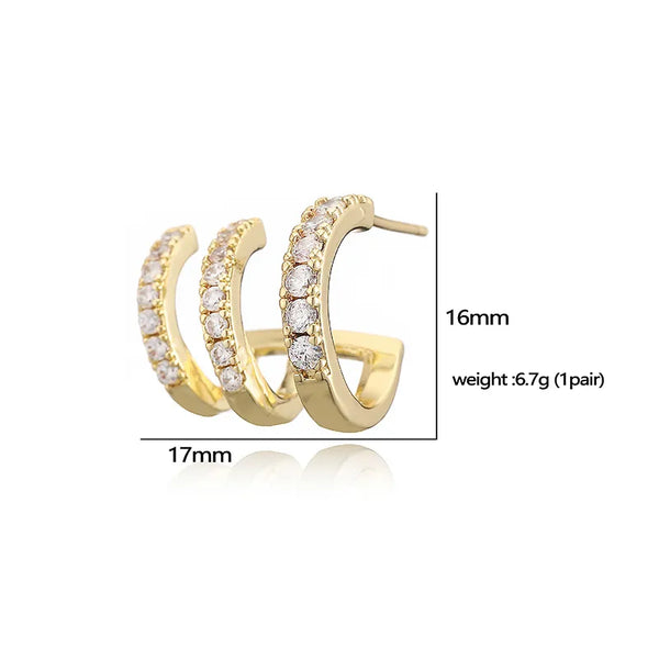 1 Pair Casual Elegant Romantic Pentagram Plating Inlay Copper Zircon 18K Gold Plated Earrings