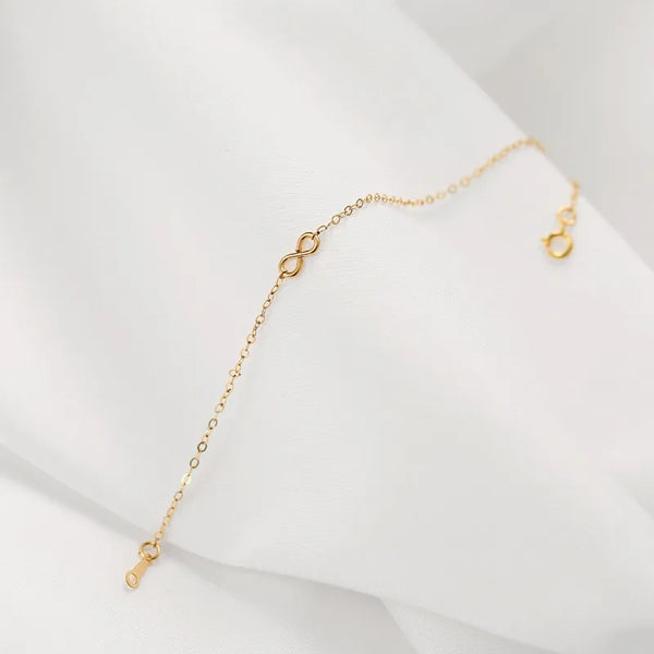 Infinity Bracelet for Women in 925 Sterling Silver with 18K Real Gold Plated Electroplated Finish and Micro Super Whisper Thin Chain