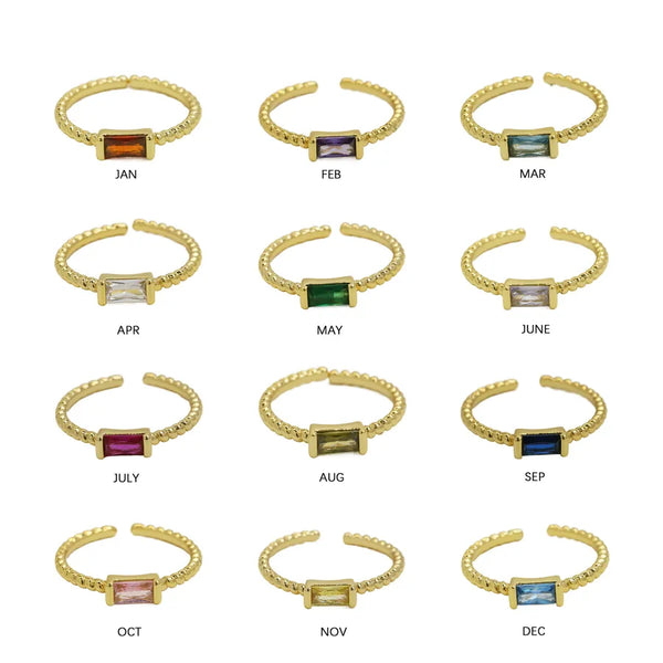 Copper Inlay Constellation Birthstone Rings