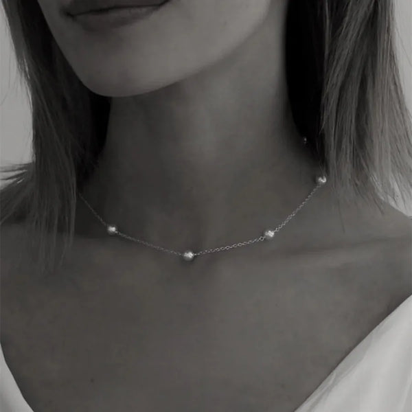 Adjustable Stainless Steel Starry Sky Pearl Necklace Gold Plated Couple Jewelry Multi-Pendant Clavicle Chain Color Retention