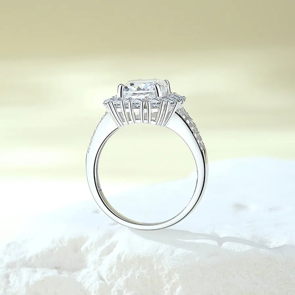 S925 Silver High Carbon Diamond Ring Set With Zirconia Stones Geometric Pattern Luxury Style Women's Ring Eye-Catching Jewelry