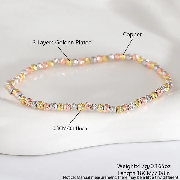 18K Gold Plated Rose Gold Plated Irregular Multicolor Copper Plated Rice Beads Square Beads Diagonal Beads Beaded Bracelet Beaded Chain Geometric