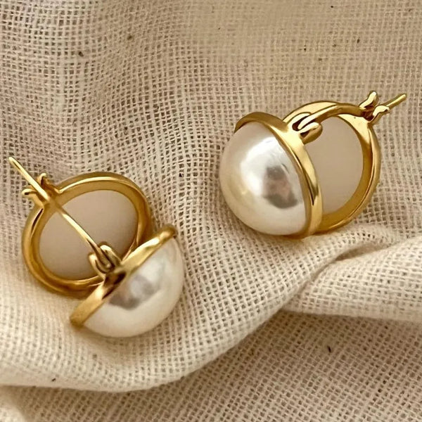 Fashionable 925 Sterling Silver Pearl Stud Earrings New Style Women's Simple Elegant INS Trendy Jewelry Ear Decorations