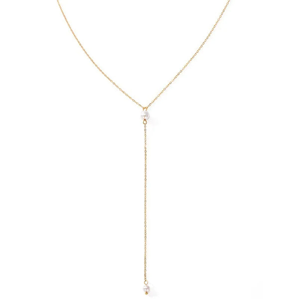 Stainless Steel 14K Gold Plated Fashion Pearl Solid Color Artificial Pearls Necklace