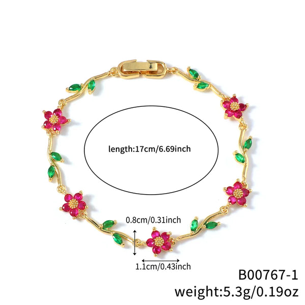 Graceful Cute Sweet Mori Dopamine Wreath Zircon Copper Bracelet Unisex Cute Style Daily Accessories Birthday Gift Neutral Geometric Pattern