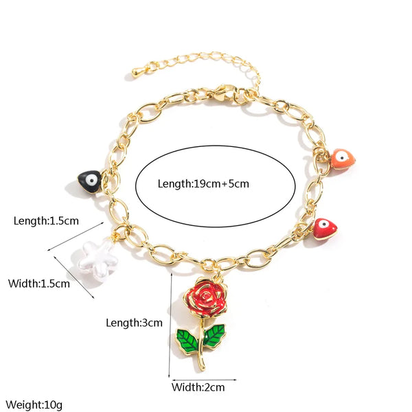Devil's Eye Series Bracelet Copper Inlaid Diamond Rose Flower Shell Starfish Accessories
