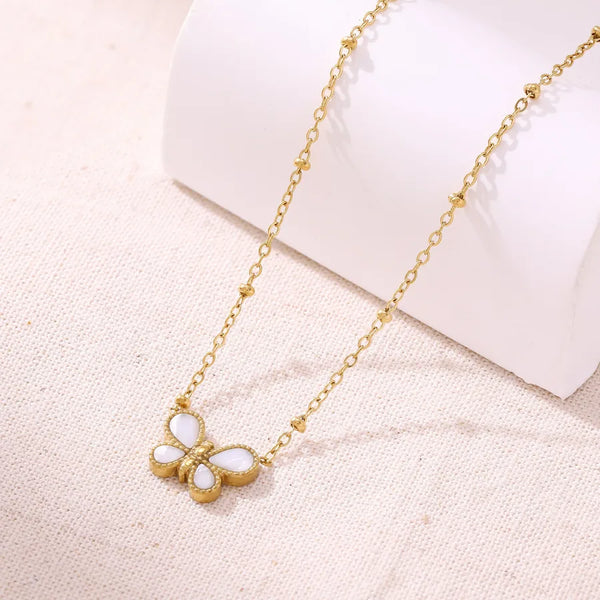 Butterfly Pendant Necklace For Women Featuring 304 Stainless Steel Material in Golden Color
