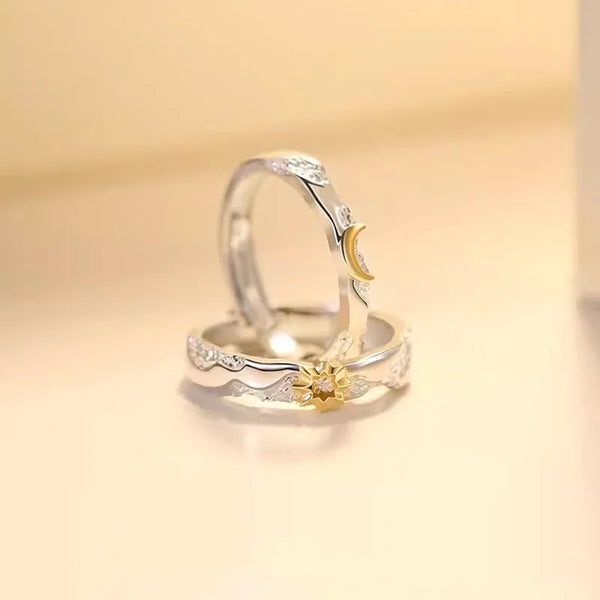 925 Sterling Silver Sun Moon Open Rings