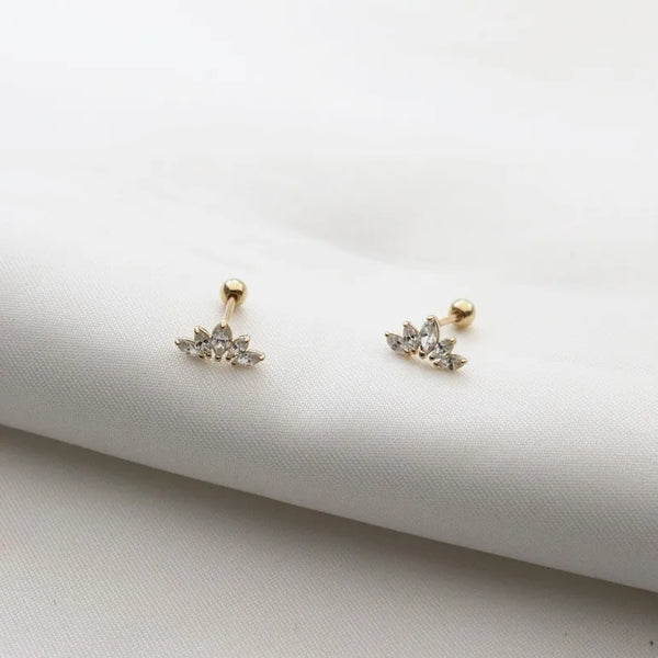 Elegant Lotus S925 Sterling Silver 18K Gold Plated Screw Back Earrings For Women Simple Geometric Pattern Jewelry Accessories