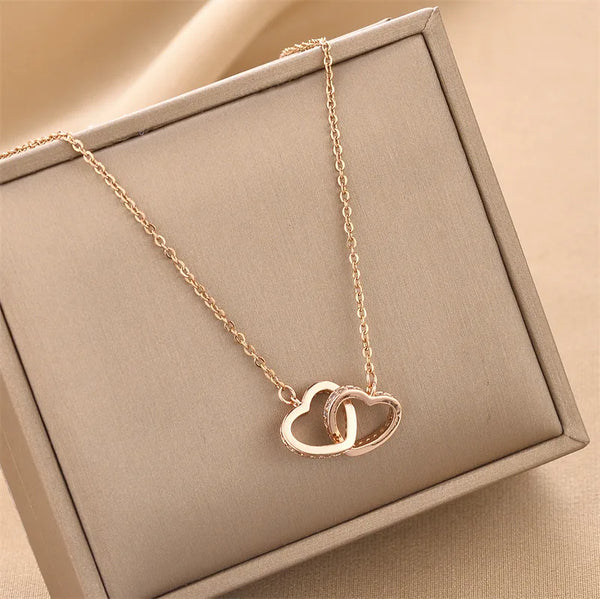 wholesale fashion heart shape titanium steel copper pendant necklace