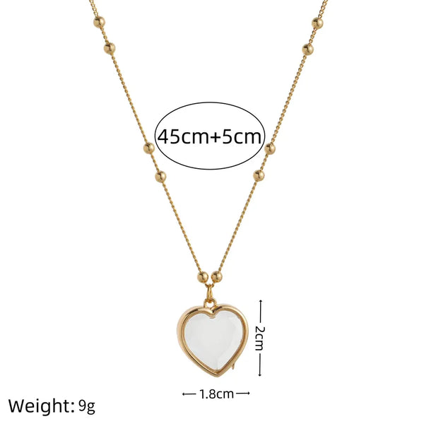 Fashionable DIY Glass Box Heart Shaped Necklace With Birthstone 12 Month Copper Plated Gold Color Retention Luxury Versatile