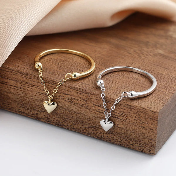 1 Piece 925 Sterling Silver Heart Shape Rings