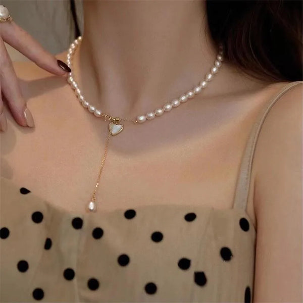 Beaded Chain Heart Shape Necklace