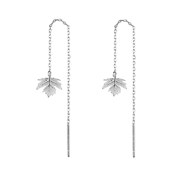 1 Pair 925 Sterling Silver Maple Leaf Ear line