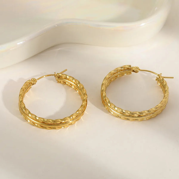 1 Pair Casual Basic Simple Style Round 304 Stainless Steel 18K Gold Plated Earrings