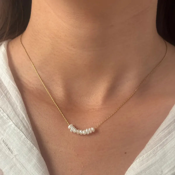 Wholesale Jewelry Heart 304 Stainless Steel Titanium Steel Freshwater Pearl 18K Gold Plated Inlaid Shell Inlaid Gold Necklace