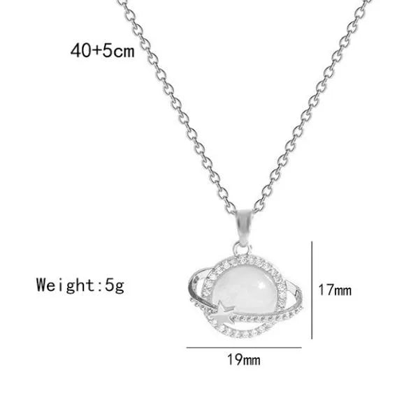 Wholesale Jewelry Simple Style Planet Titanium Steel Copper Plating Pendant Necklace cable chain