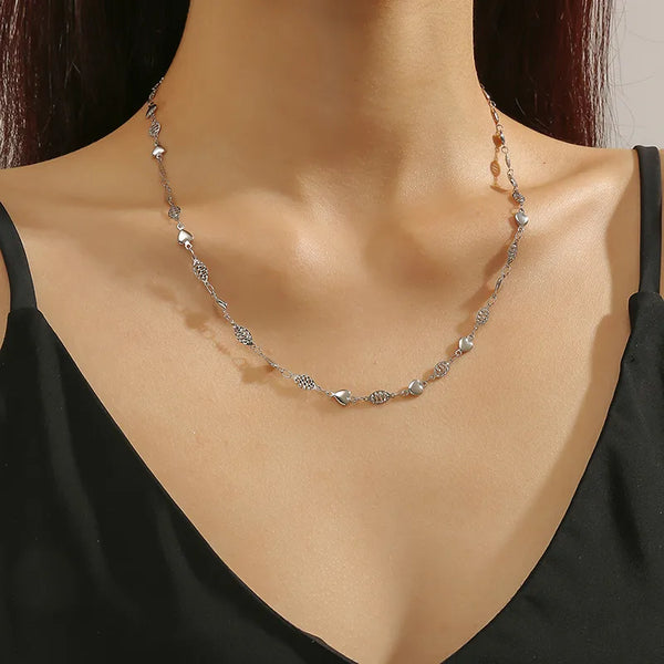 Wholesale Jewelry Casual Modern Style Heart Shape Titanium Steel 18K Gold Plated Polishing Plating Necklace
