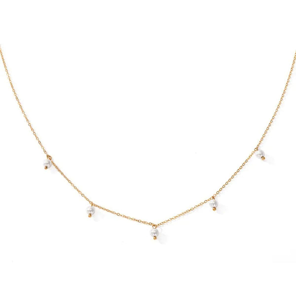 fashion solid color stainless steel necklace pearl stainless steel necklaces