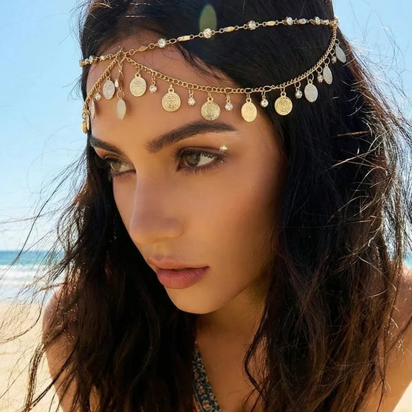 Fairy Style Circle Hair Chain Headband Featuring Copper Material for Elegant Hair Accessory