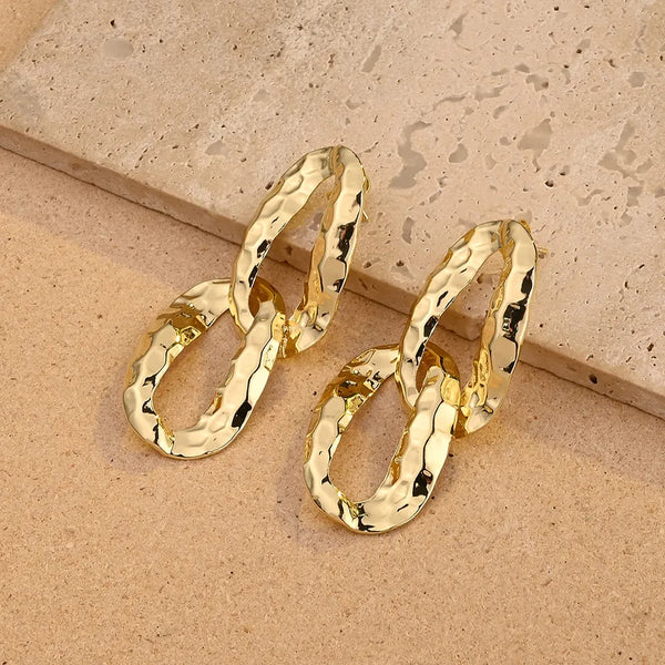 1 Pair/Package Casual Elegant Oval Water Droplets Polishing 201 Stainless Steel 18K Gold Plated Earrings