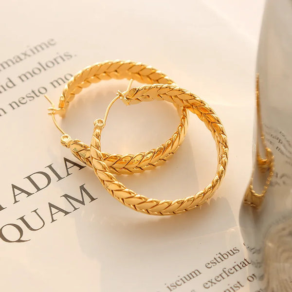 Fashion U Shape Plating 304 Stainless Steel No Inlaid 18K Gold Plated Earrings